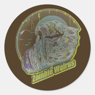 Zombie Walrus Runder Aufkleber
