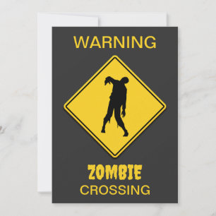 Zombie Warning Halloween Einladung