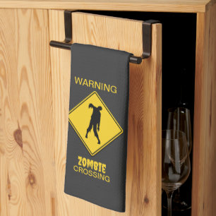 Zombie Warning Halloween Geschirrtuch