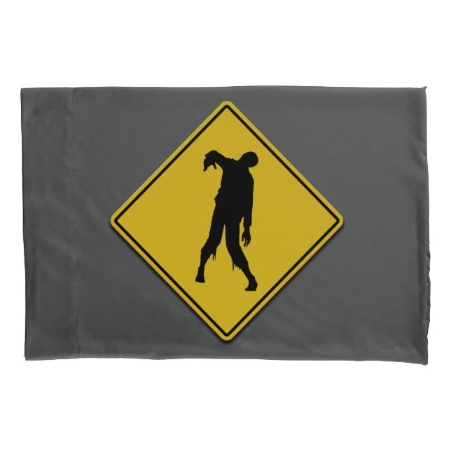 Zombie Warning Halloween Kissenbezug (Vorderseite)