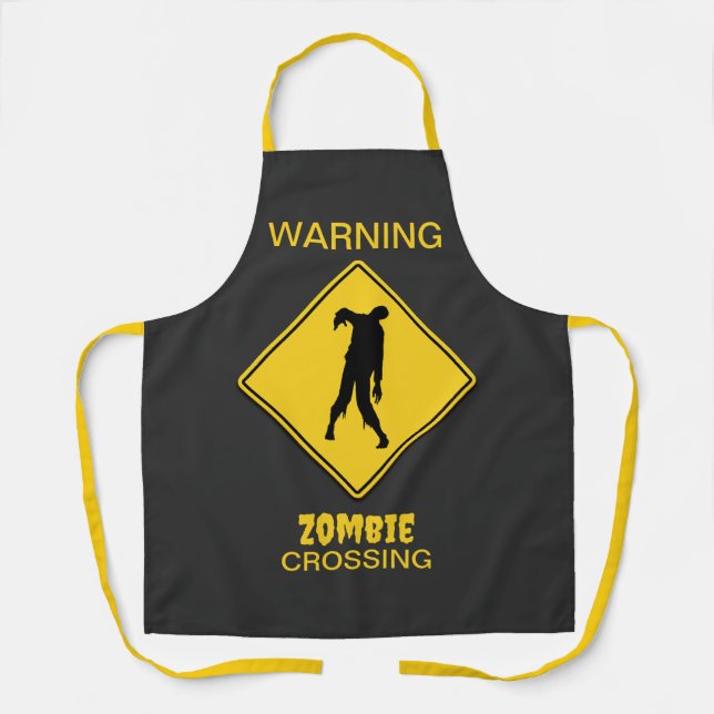 Zombie Warning Halloween Schürze (Vorderseite)