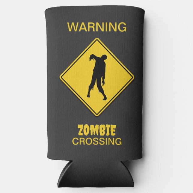Zombie Warning Halloween Selters Dosenkühler (Vorderseite)