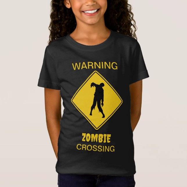 Zombie Warning Halloween T-Shirt (Vorderseite)