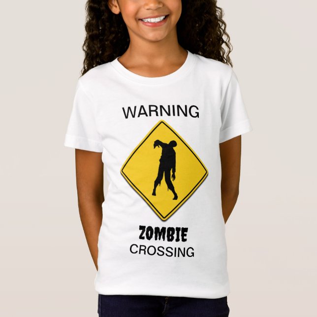 Zombie Warning Halloween T-Shirt (Vorderseite)