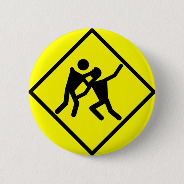 Zombie Warning Road Sign Button (Vorderseite)