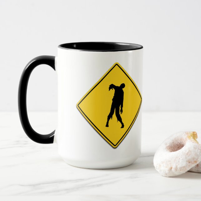 Zombie Warning Tasse (Mit Donut)