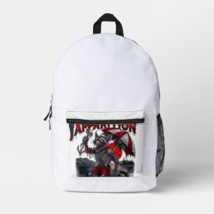 Zombie-Waschbär mit Totenkopf und Regenschirm Maka Bedruckter Rucksack