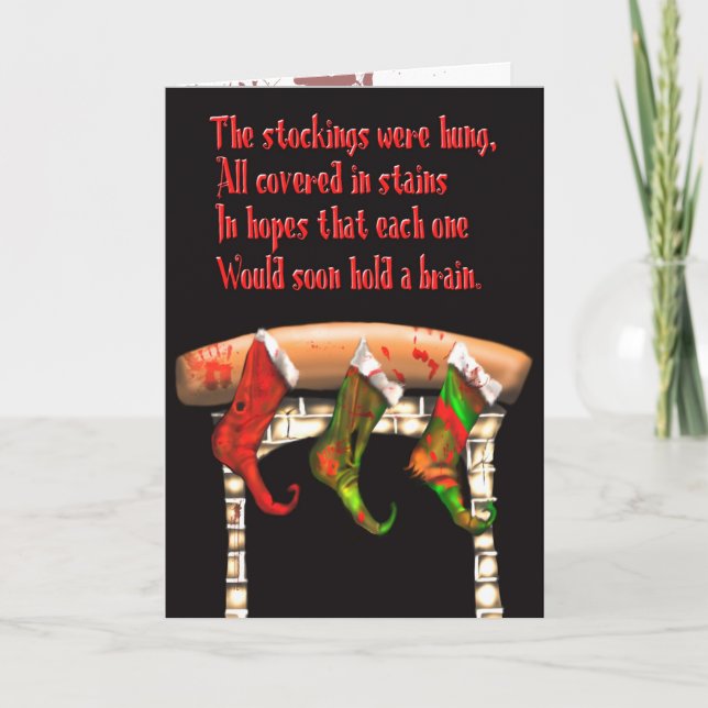 Zombie-Weihnachtsfeste Strümpfe Feiertagskarte (Vorderseite)
