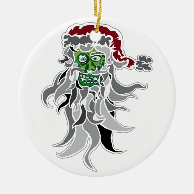 Zombie Weihnachtsmann Keramikornament (Vorne)