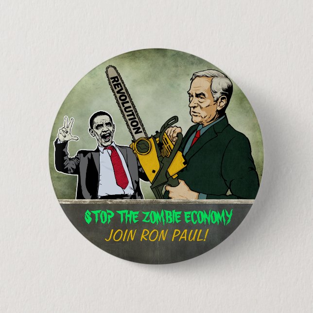 Zombie-Wirtschafts-Ron Paul-Knopf Button (Vorderseite)