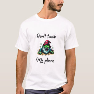 Zombie Wizard - "Don't Touch My Phone" Warning Art T-Shirt