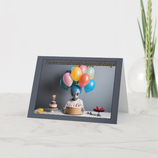 Zombie wünscht Jungs Geburtstagskarte Karte (Vorderseite)