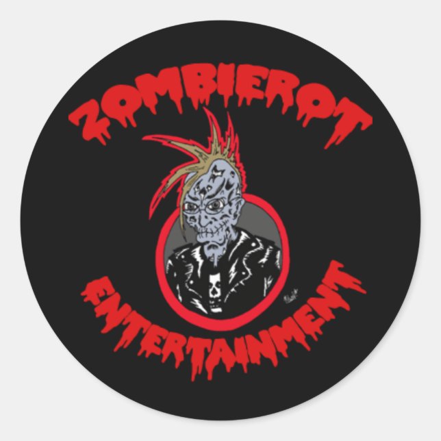 "Zombie Xtoph" Zombierot Logo-Aufkleber Runder Aufkleber (Vorderseite)