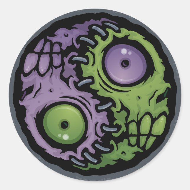 Zombie Yin-Yang Runder Aufkleber (Vorderseite)