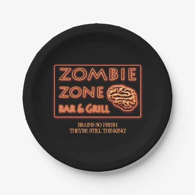 Zombie Zone Gehirne so frisch sie denken noch imme Pappteller (Vorderseite)