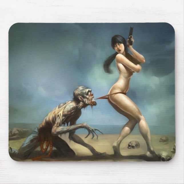 Zombieangriff mit heißer MädchenMausunterlage Mousepad (Vorne)