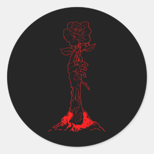 Zombiecore-Ästhetik Zombie Hand rote Rose Skelett Runder Aufkleber