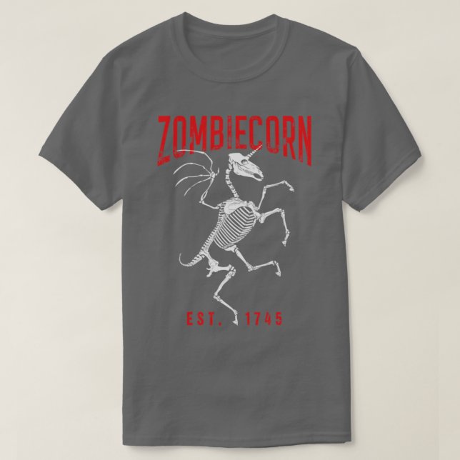Zombiecorn Goth Halloween Zombie Unicorn Skeleton T-Shirt (Design vorne)