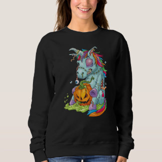 Zombiecorn Zombie Einhorn Halloween Kostüm Kürbis Sweatshirt