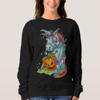 Zombiecorn Zombie Einhorn Halloween Kostüm Kürbis Sweatshirt