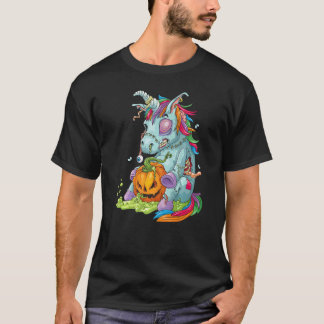 Zombiecorn Zombie Einhorn Halloween Kostüm Kürbis T-Shirt