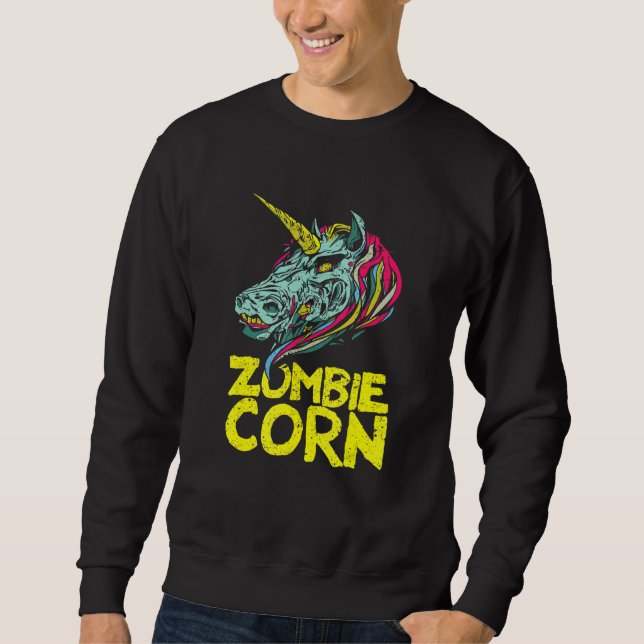 Zombiecorn Zombie Einhorn Halloween Tier Skelett Sweatshirt (Vorderseite)