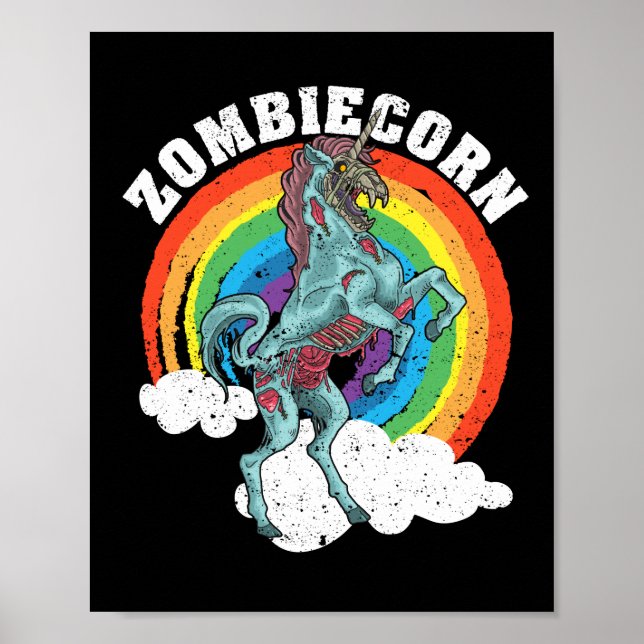 Zombiecorn Zombie Unicorn Lover Halloween Tier Poster (Vorne)