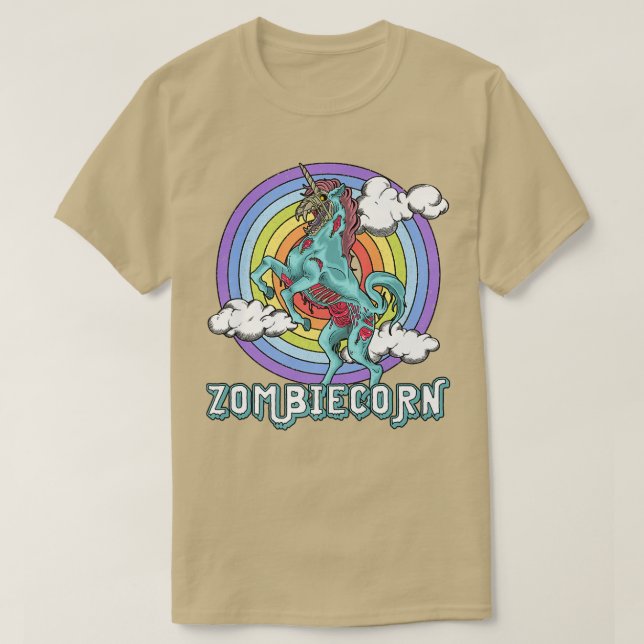 Zombiecorn Zombie Unicorn Rainbow Beängstigend Hal T-Shirt (Design vorne)