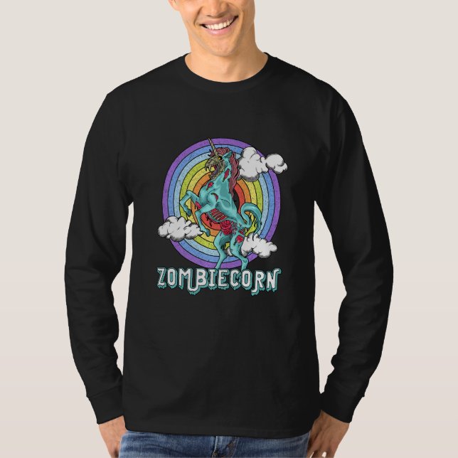 Zombiecorn Zombie Unicorn Rainbow Scary  Halloween T-Shirt (Vorderseite)