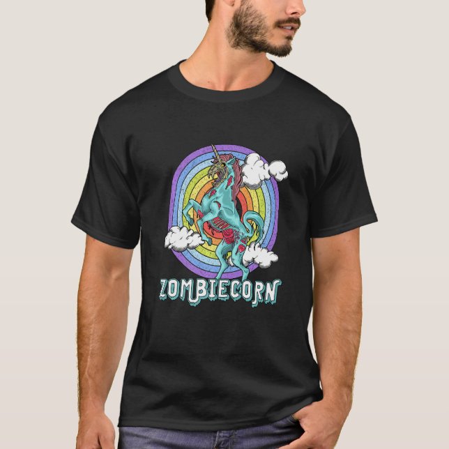 Zombiecorn Zombie Unicorn Rainbow Scary  Halloween T-Shirt (Vorderseite)