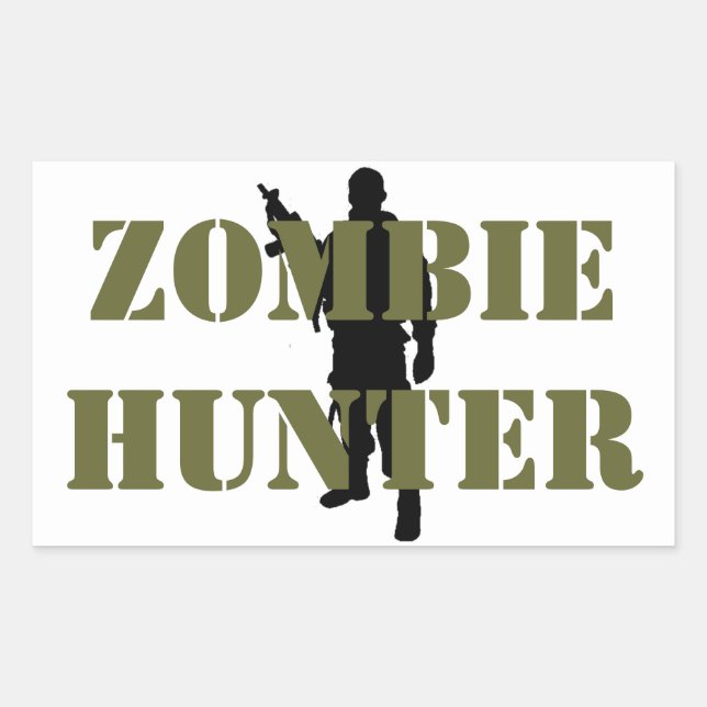ZOMBIEJÄGER RECHTECKIGER AUFKLEBER (Vorderseite)