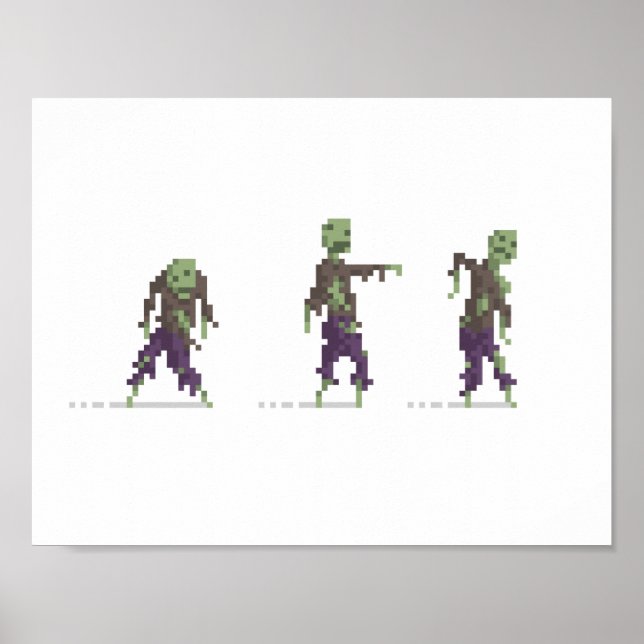 Zombies 8-Bit Pixel Art Poster (Vorne)