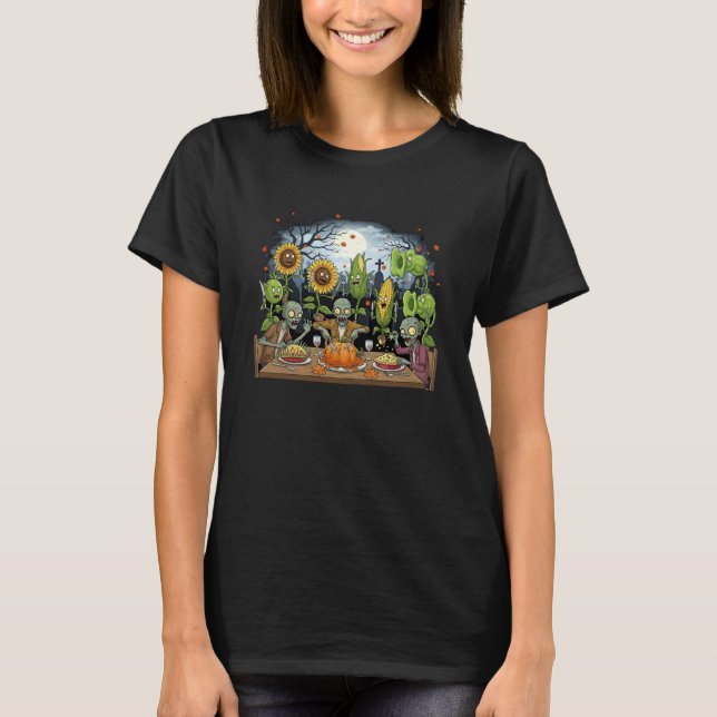 Zombies and Plants Thanksgiving T-Shirt (Vorderseite)