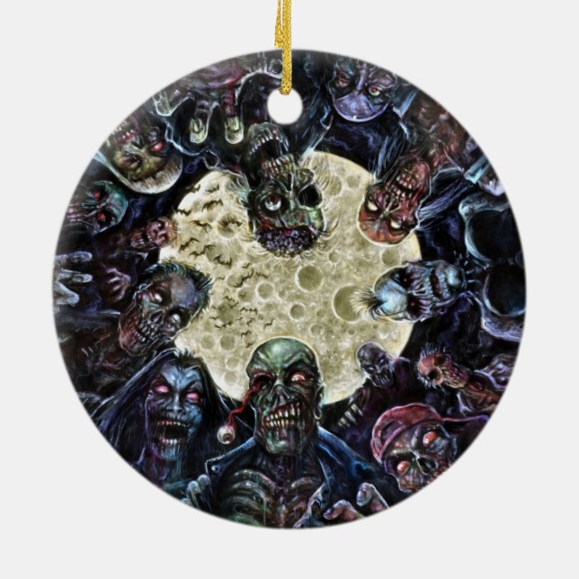 Zombies-Angriff (Zombie-Horde) Keramikornament (Hinten)