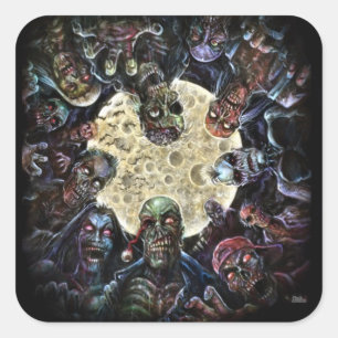 Zombies-Angriff (Zombie-Horde) Quadratischer Aufkleber
