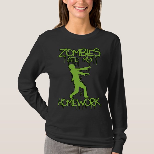 Zombies ate my Homework   Halloween or School T-Shirt (Vorderseite)