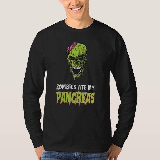 Zombies Ate My Pankreas T1d Diabetes Awareness HB T-Shirt (Vorderseite)