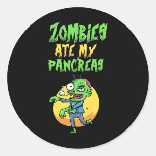 Zombies Ate My Pankreas T1D Typ 1 Diabetes Mädchen Runder Aufkleber