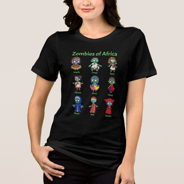 Zombies aus Afrika Tri-Blend Shirt (Vorderseite)