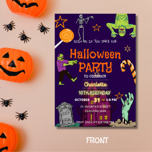 Zombies Birthday Halloween-Party Spooky Einladung
