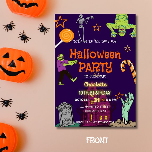 Zombies Birthday Halloween-Party Spooky Einladung (Zombies Birthday Halloween Party Spooky Invitation)