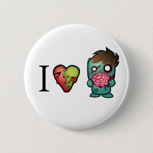 Zombies der Gehirn-I <3 sind überall! Button