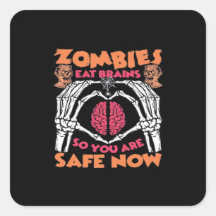 Zombies essen Brains Classic Quadratischer Aufkleber