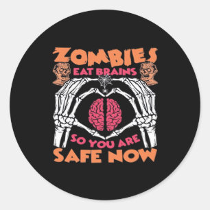 Zombies essen Brains Classic Runder Aufkleber