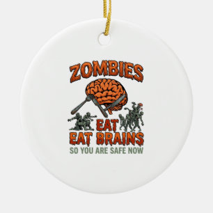 Zombies essen Gehirne Halloween Gehirn Gabel Messe Keramik Ornament