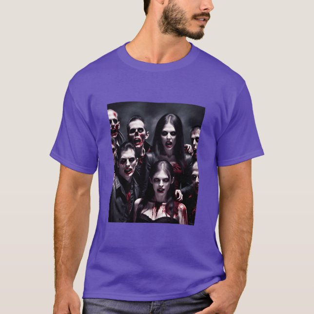 Zombies feiern Halloween Vintag T-Shirt (Vorderseite)