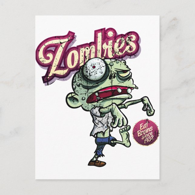 Zombies fressen Gehirne Postkarte (Vorderseite)