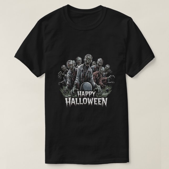 Zombies: Frohe Halloween T-Shirt (Design vorne)