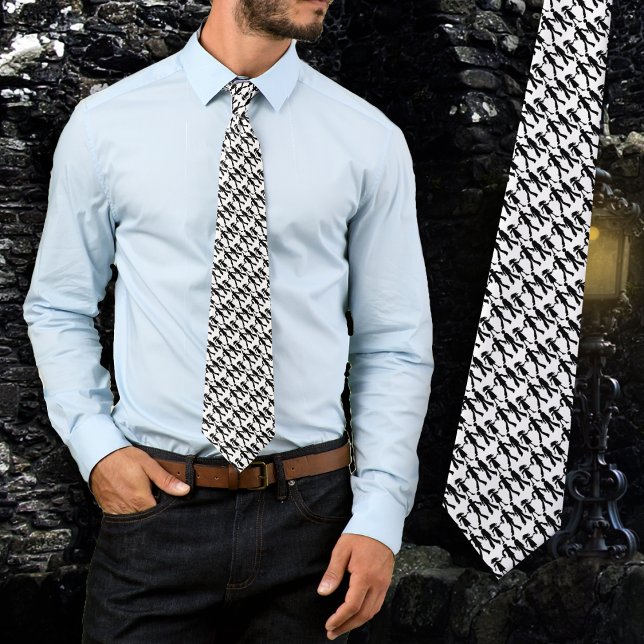 Zombies Halloween Schwarz-Weiß-Muster-Krawatte Krawatte (Von Creator hochgeladen)