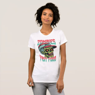 Zombies hassen Fast Food Lustige Frauen-Hallowee T-Shirt